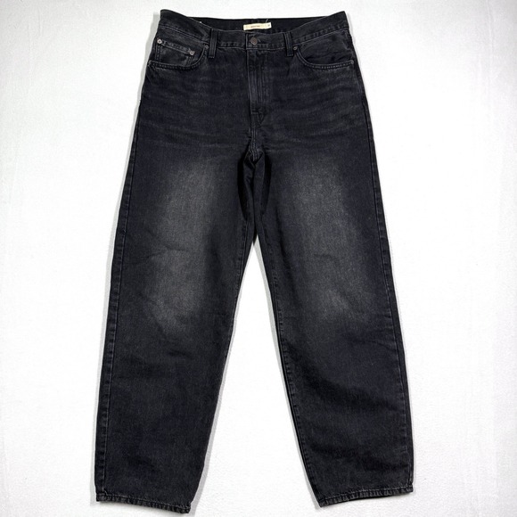Levi's Denim - Levis Jeans Womens 31 Baggy Dad Wide Leg BIG E Premium Denim Relaxed Fit Black